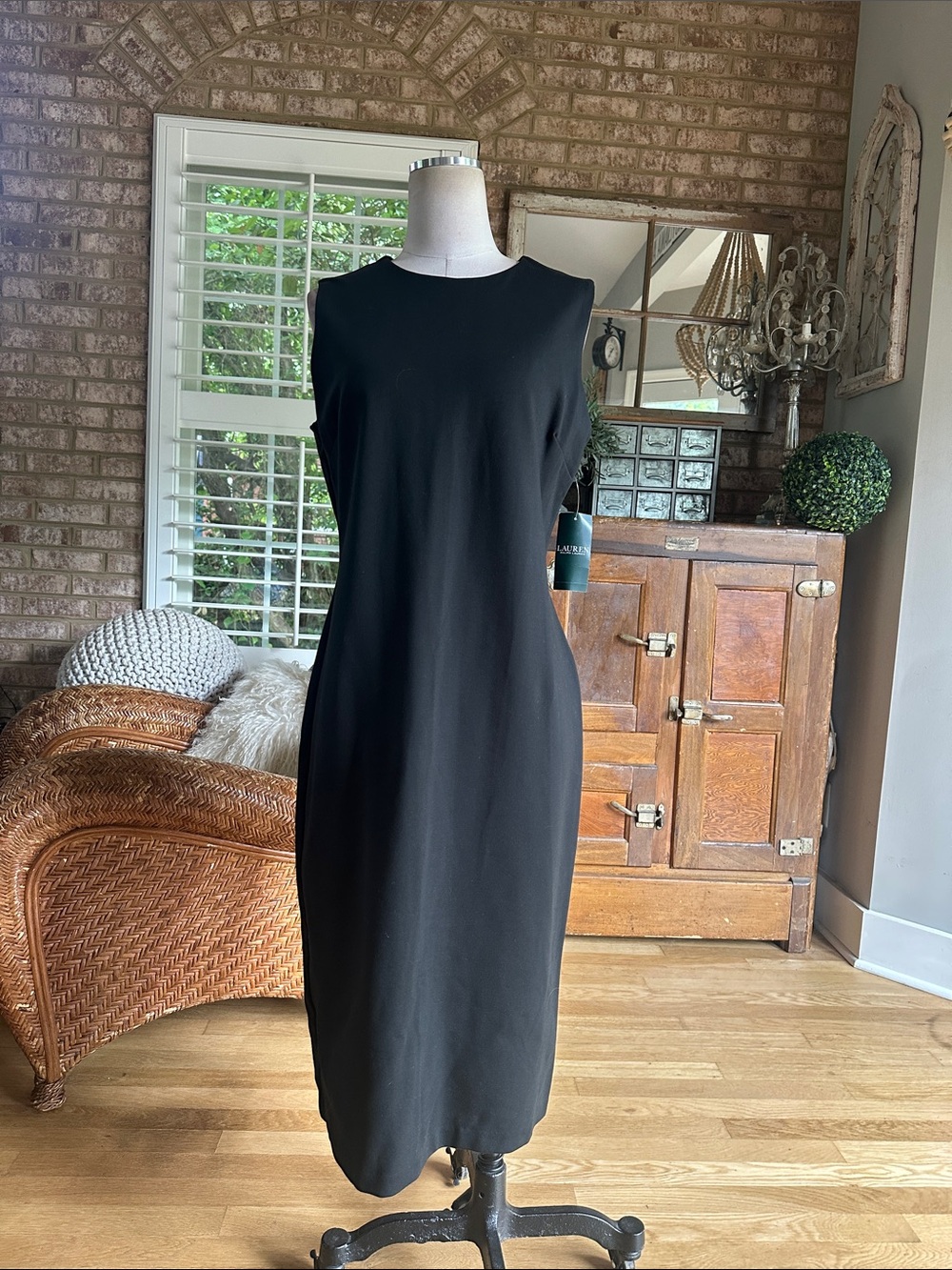 LAUREN RALPH LAUREN BLACK SLEEVELESS DRESS LARGE NEW